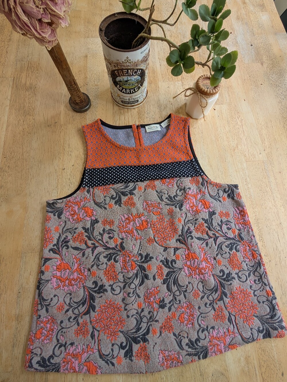 Meadow Rue Anthropologie Poppy Sleeveless Floral Jacquard Tank Top Sz Small